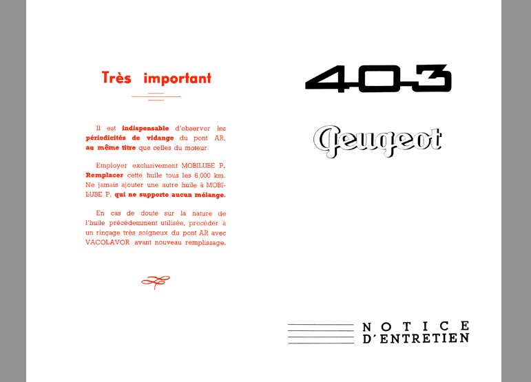 Notice d'utilisation Peugeot 403