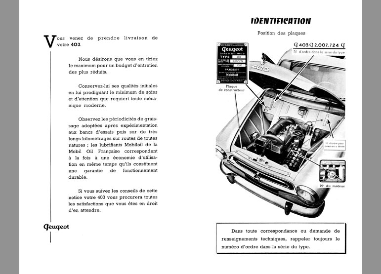 Notice d'utilisation Peugeot 403